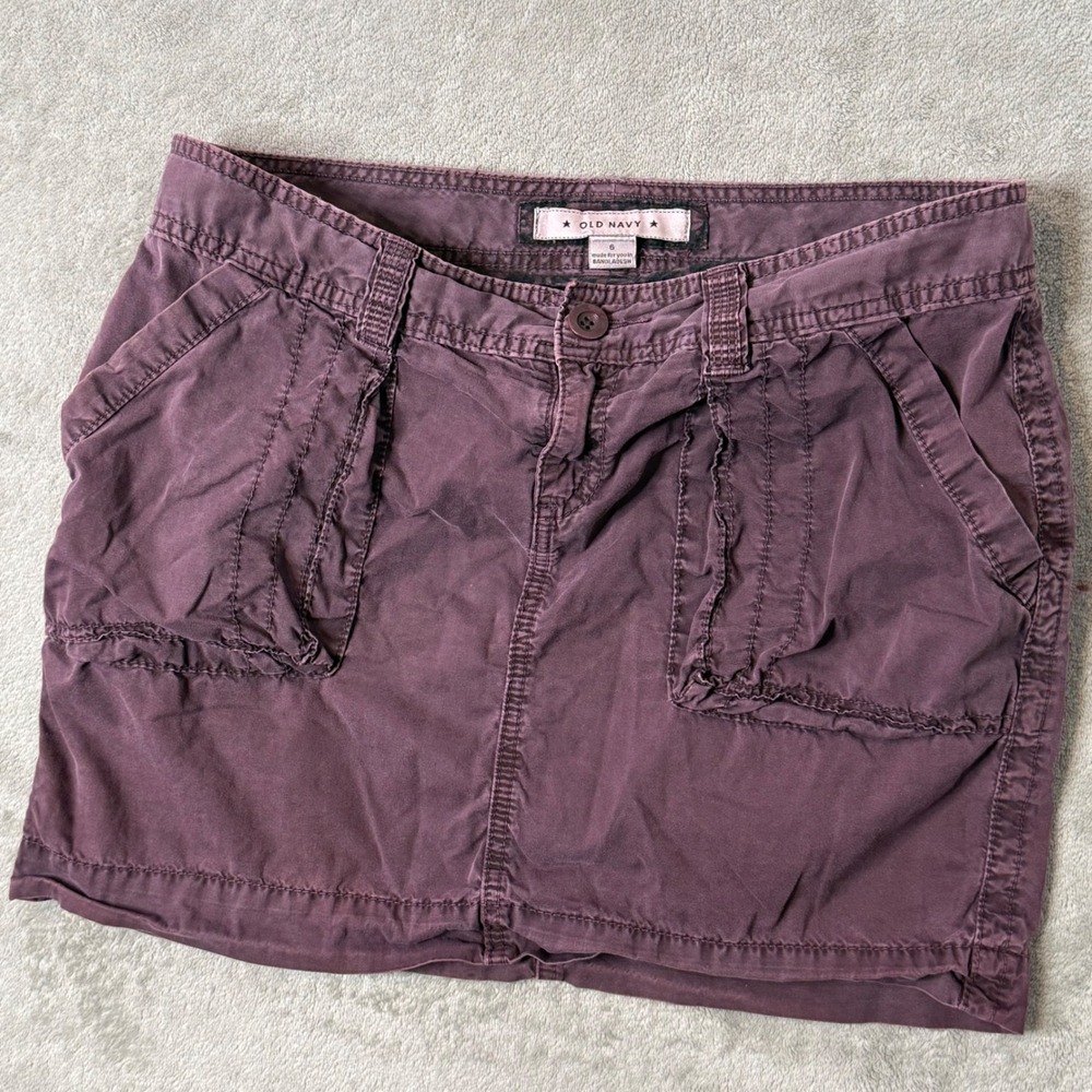 Old Navy y2k Cargo Mini Skirt Size 6 Purple Utility Gorpcore Indie Goblin BOHO - Picture 3 of 8